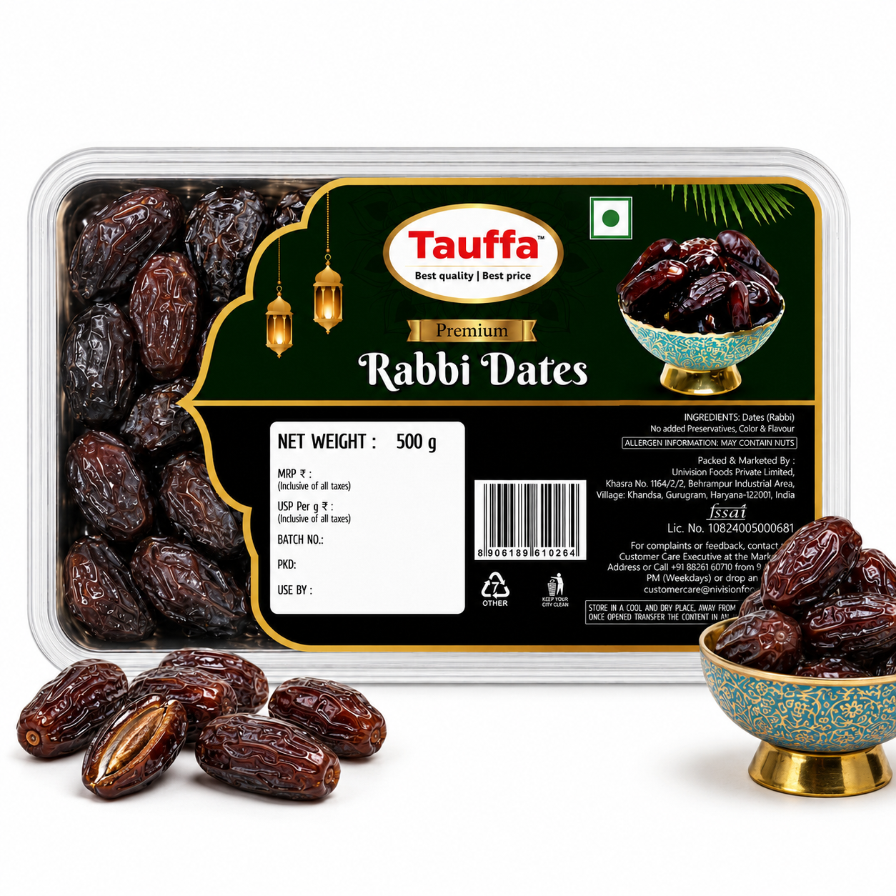 Premium Rabbi Dates 500g | Soft & Caramel-Sweet Khajoor