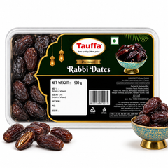 Tauffa Premium Rabbi Dates 500g | Soft & Caramel-Sweet Khajoor | Lamba Khajur in Container | Naturally Sweet Date | No Added Sugar