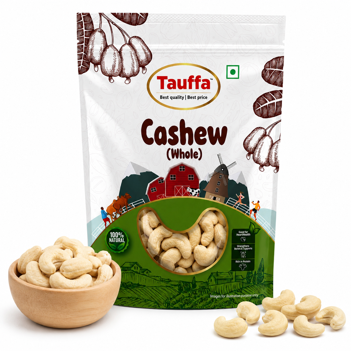 Premium Whole Cashews W320 250g | Crunchy King Size Kaju