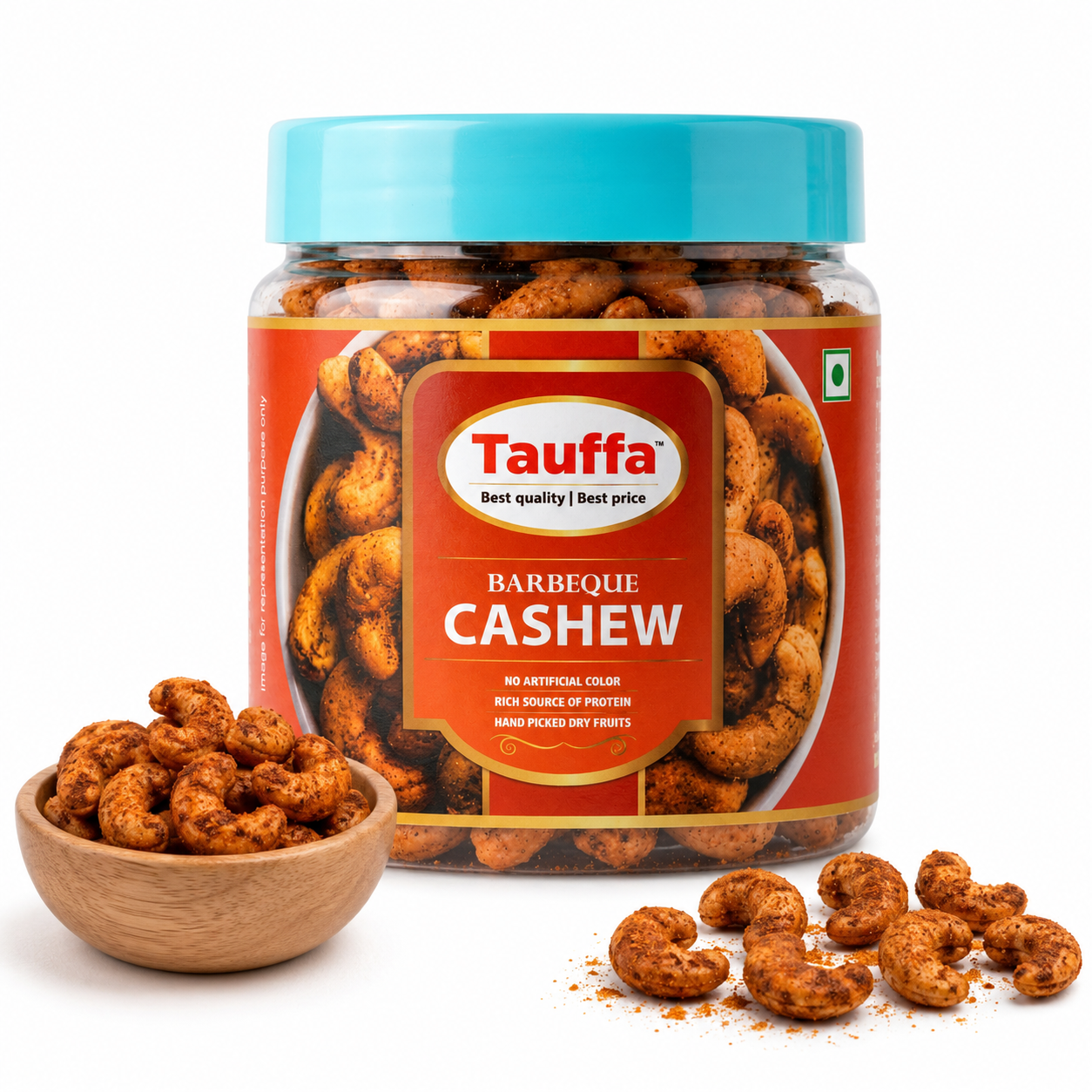 Tauffa Barbeque Cashews 250g | Smoky BBQ Roasted Whole Kaju