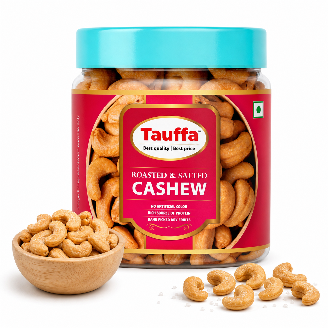 Premium Roasted & Salted Cashews 250g | Crunchy Whole Kaju with Rock Salt