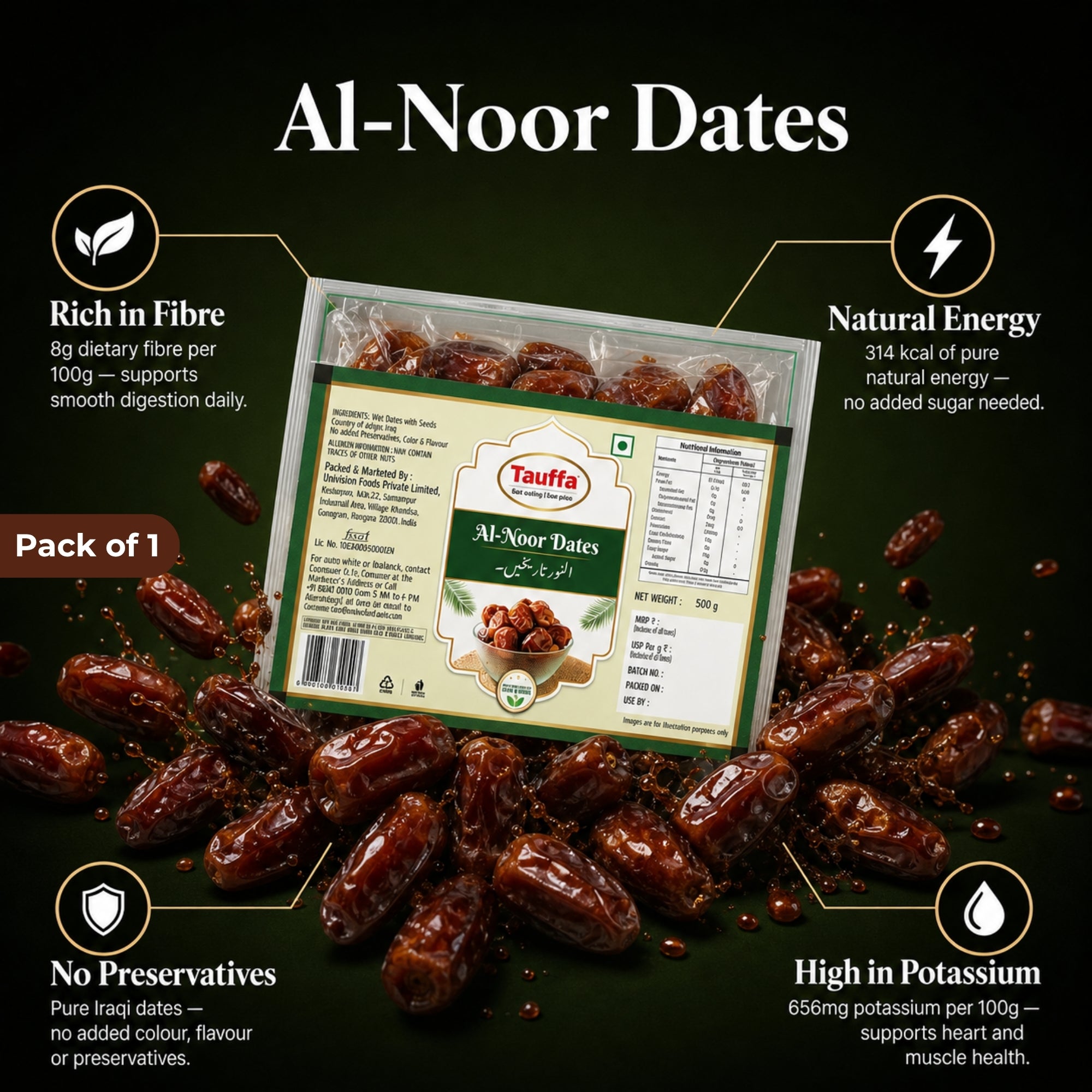Al-Noor Dates 500g | Premium Iraqi Khajoor with Seeds