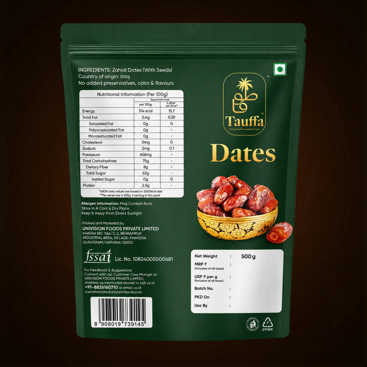 Premium Zahidi Dates 500G  – Naturally Sweet, Nutrient-Rich Dry Fruits