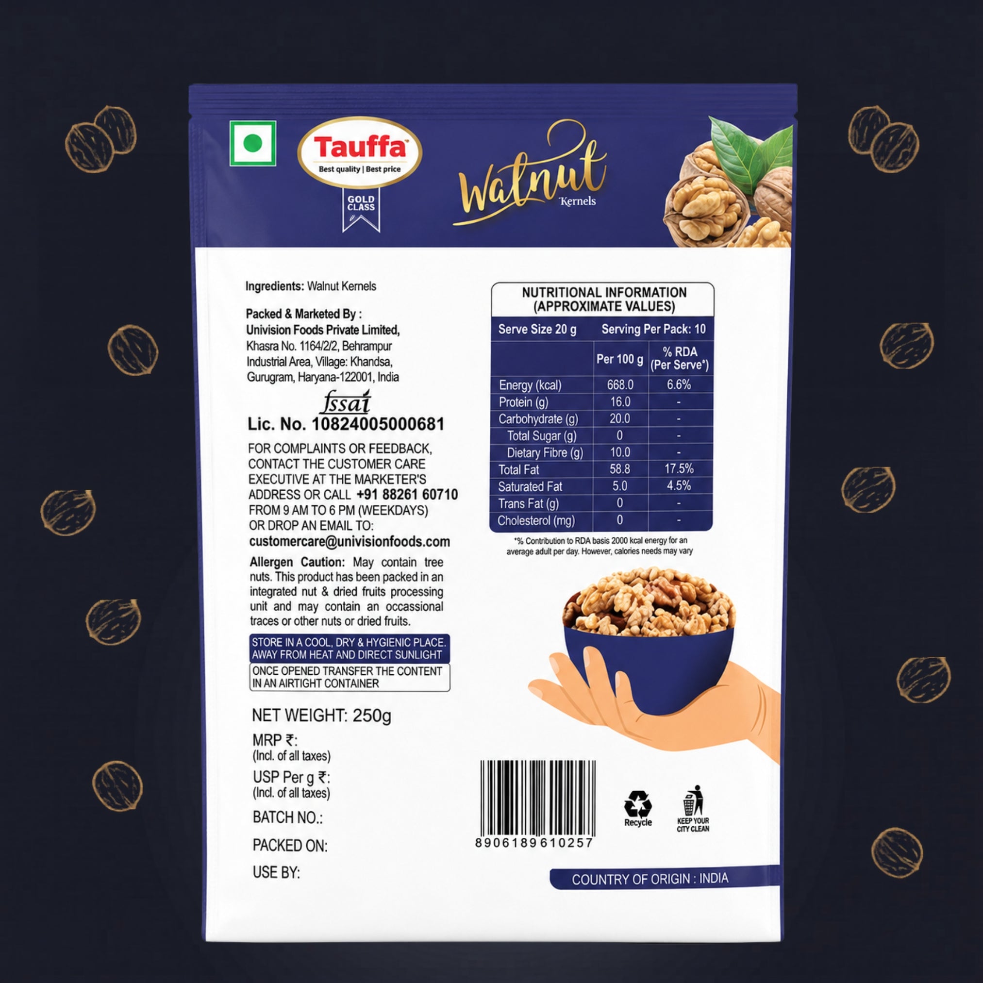 Silver Class Walnut Kernels 250g | Premium Walnuts Without Shell