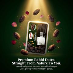 Tauffa Premium Rabbi Dates 500g | Soft & Caramel-Sweet Khajoor | Lamba Khajur in Container | Naturally Sweet Date | No Added Sugar