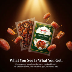 Tauffa Premium Seedless Dates 500g | Soft & Chewy Pitted Khajoor | Naturally Sweet Khajur | 0% Added Sugar | No Preservatives