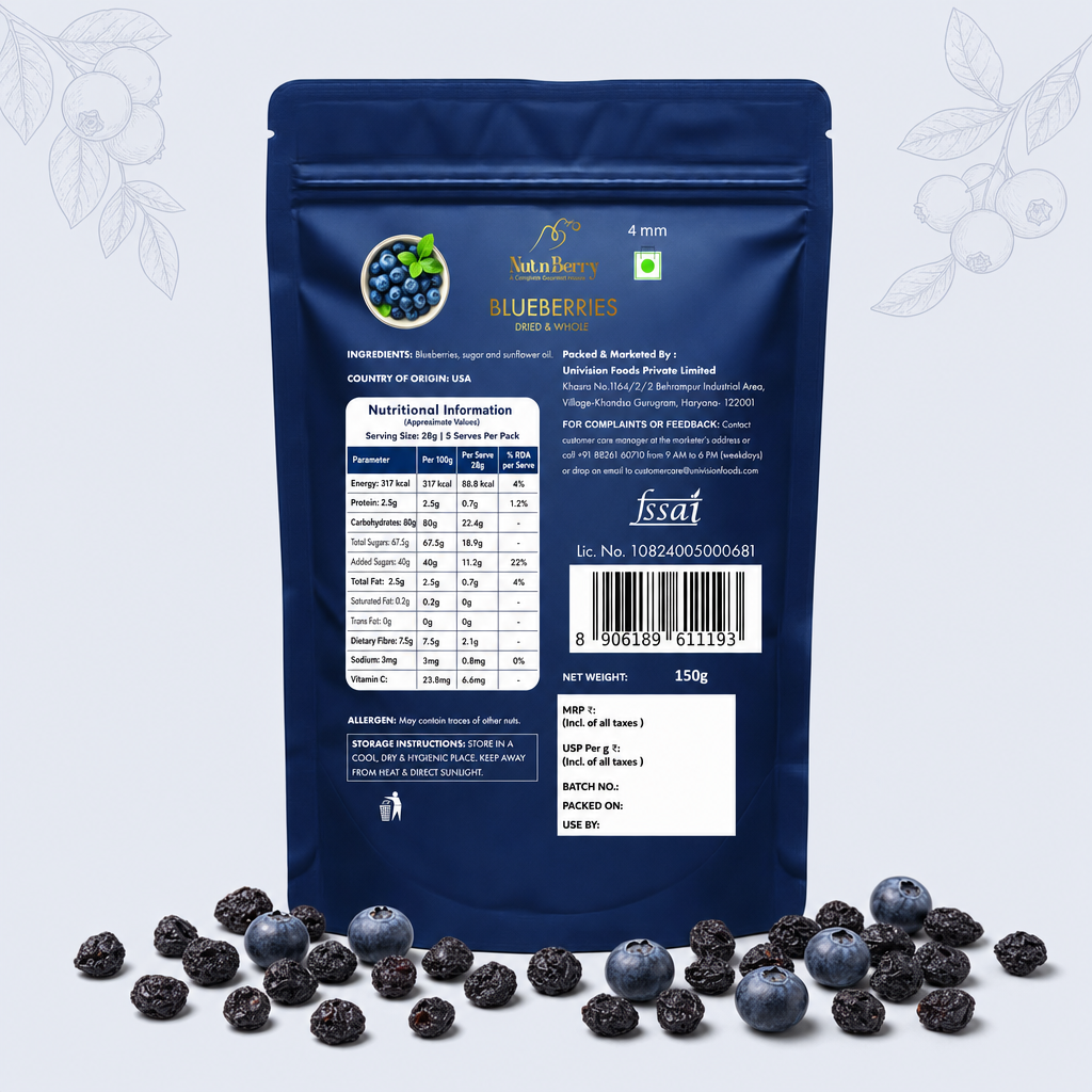 Dried Blueberries 150G | Naturally Antioxidant-Rich