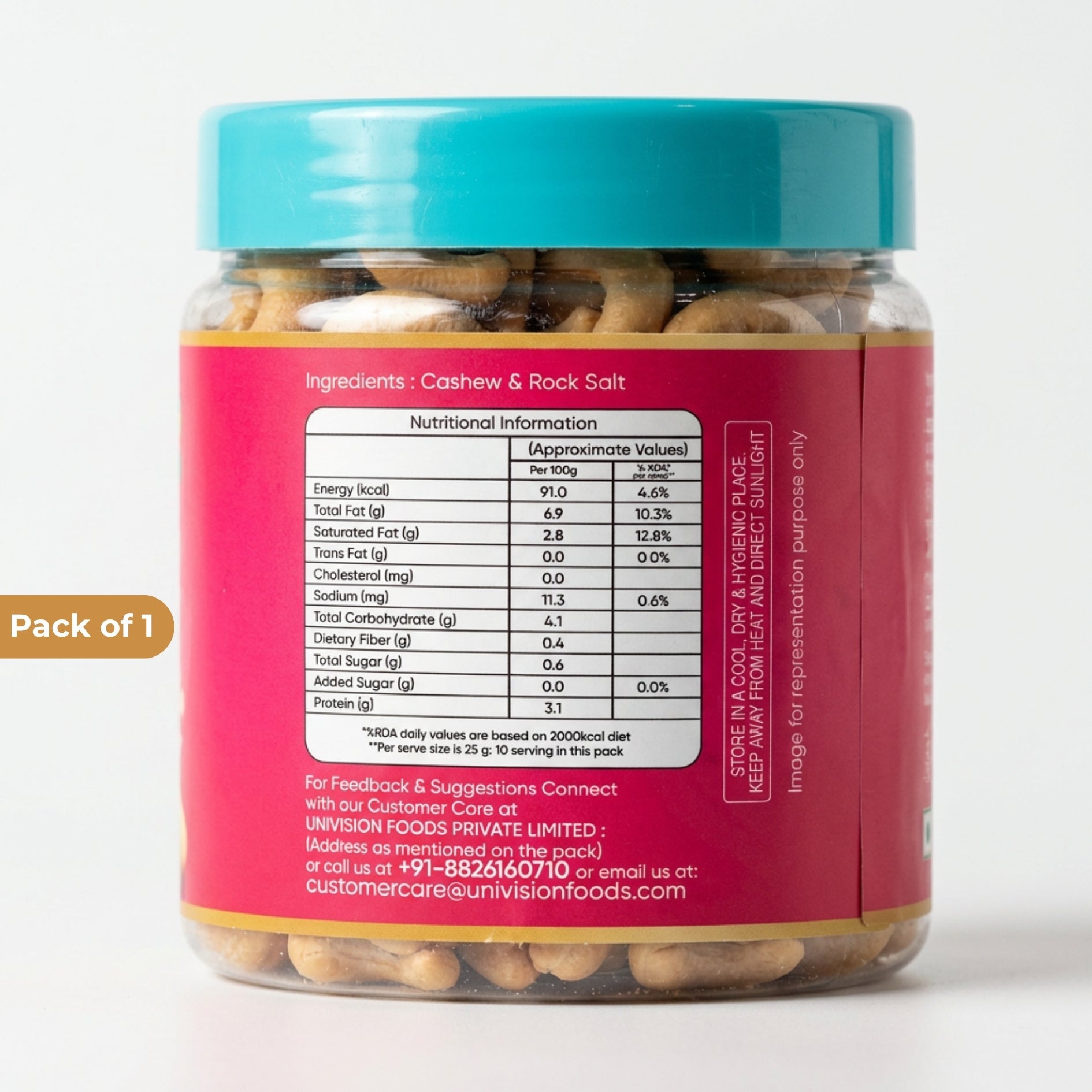 Premium Roasted & Salted Cashews 250g | Crunchy Whole Kaju with Rock Salt