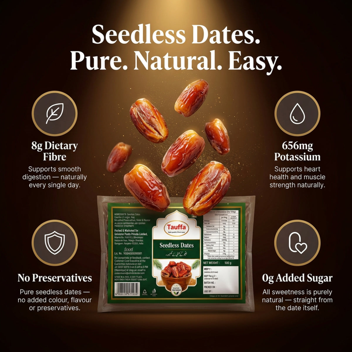 Seedless Dates 500g | Soft & Chewy Pitted Khajoor