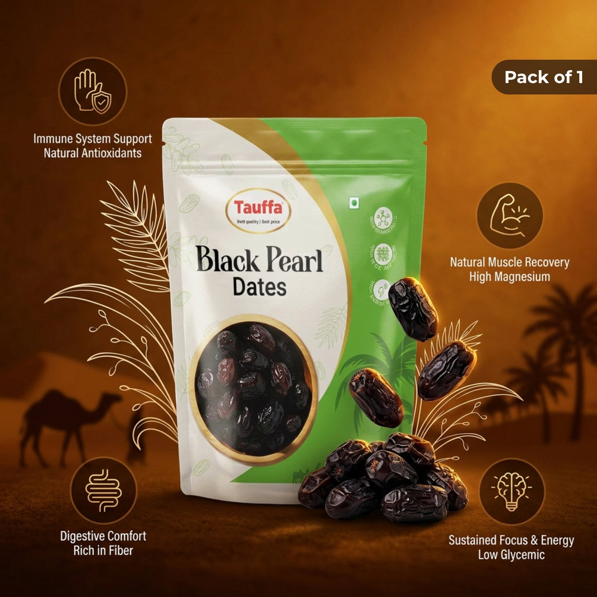 Premium Black Pearl Dates 500G | Naturally Sweet, No Added Sugar