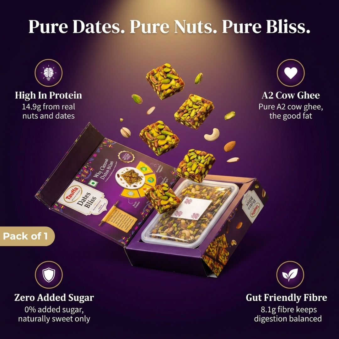 Date Bliss 200g | Dates Barfi Bites with Almonds, Cashews & Pistachios