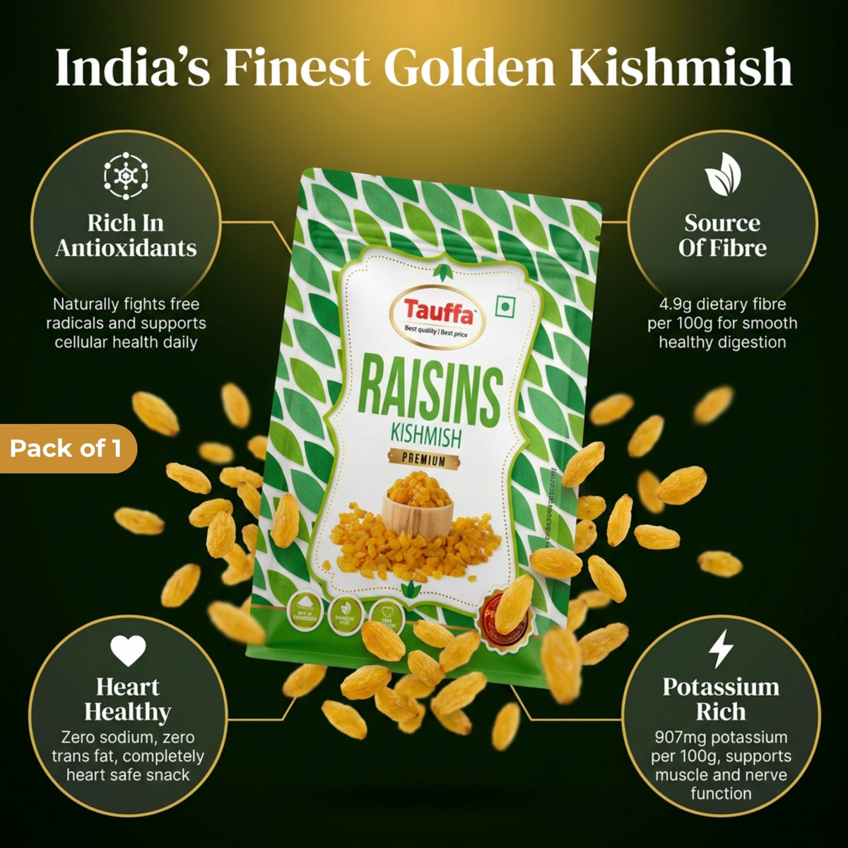 Premium Green Seedless Raisins 250g | Naturally Sweet & Juicy Kishmish