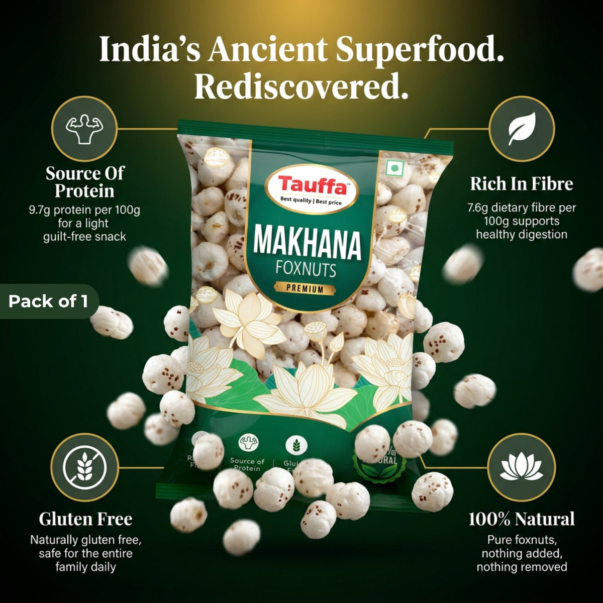 Premium Mithila Makhana 250g | Plain Raw Phool Makhana