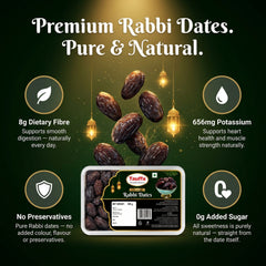 Tauffa Premium Rabbi Dates 500g | Soft & Caramel-Sweet Khajoor | Lamba Khajur in Container | Naturally Sweet Date | No Added Sugar