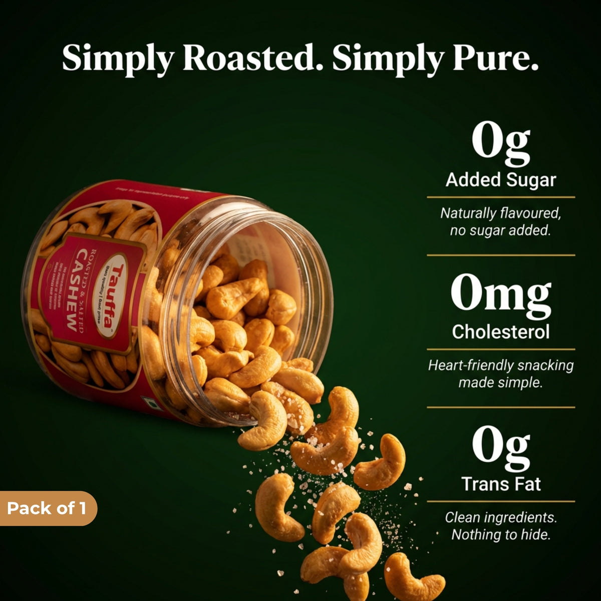 Premium Roasted & Salted Cashews 250g | Crunchy Whole Kaju with Rock Salt