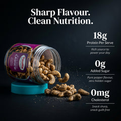 Tauffa Black Pepper Cashews 250g | Roasted Whole Kaju with Kali Mirch | Crunchy Jumbo Kaaju Nuts | No Added Oil | Healthy Snack