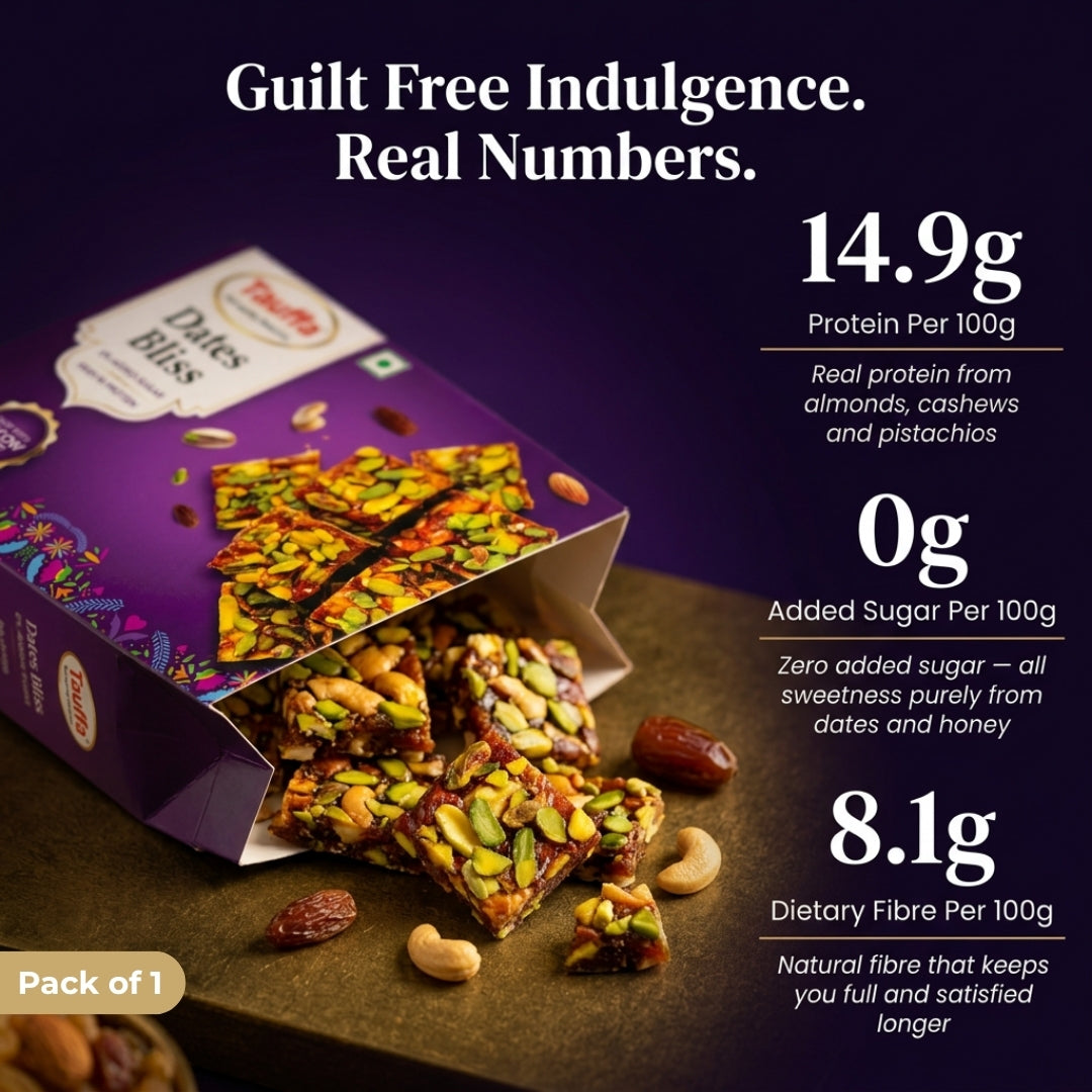 Date Bliss 200g | Dates Barfi Bites with Almonds, Cashews & Pistachios