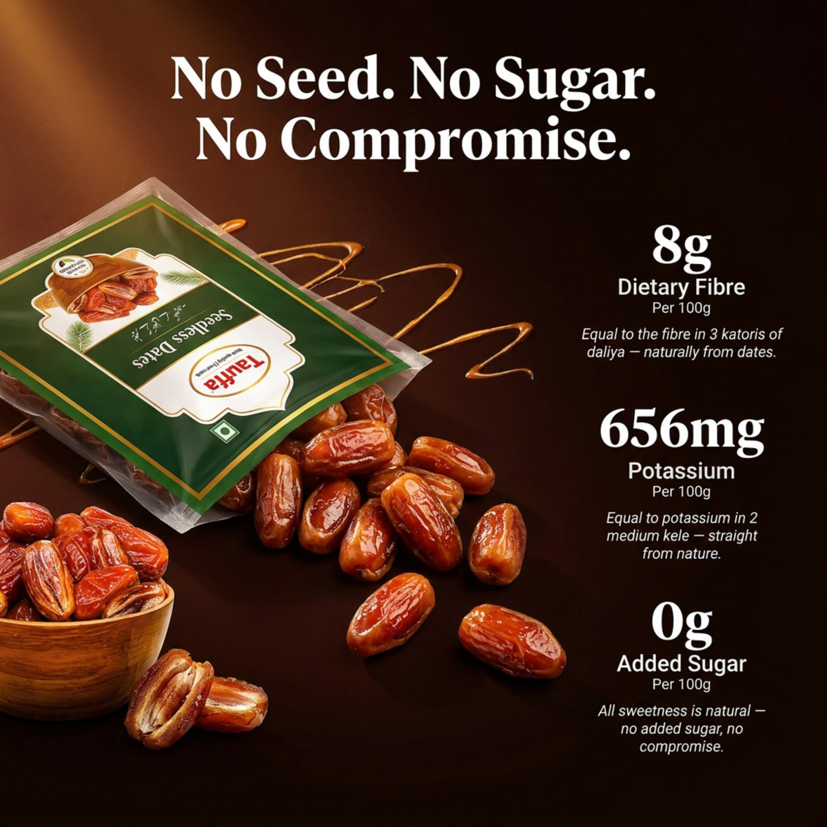 Seedless Dates 500g | Soft & Chewy Pitted Khajoor