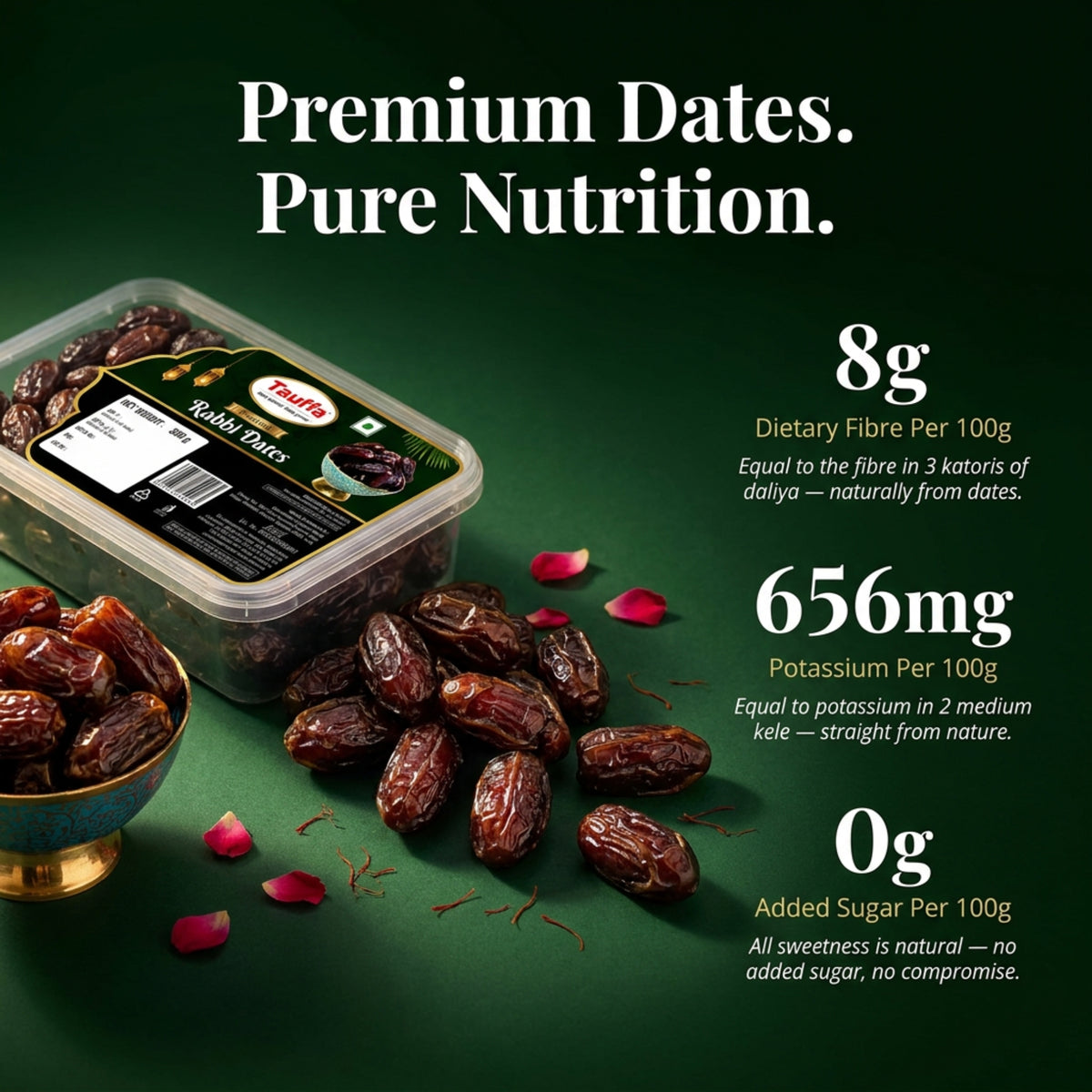 Premium Rabbi Dates 500g | Soft & Caramel-Sweet Khajoor