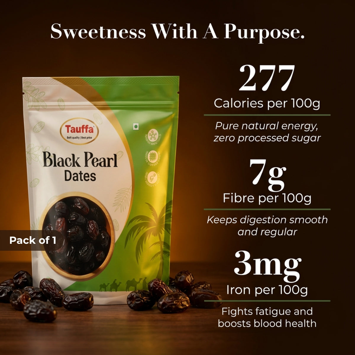 Premium Black Pearl Dates 500G | Naturally Sweet, No Added Sugar