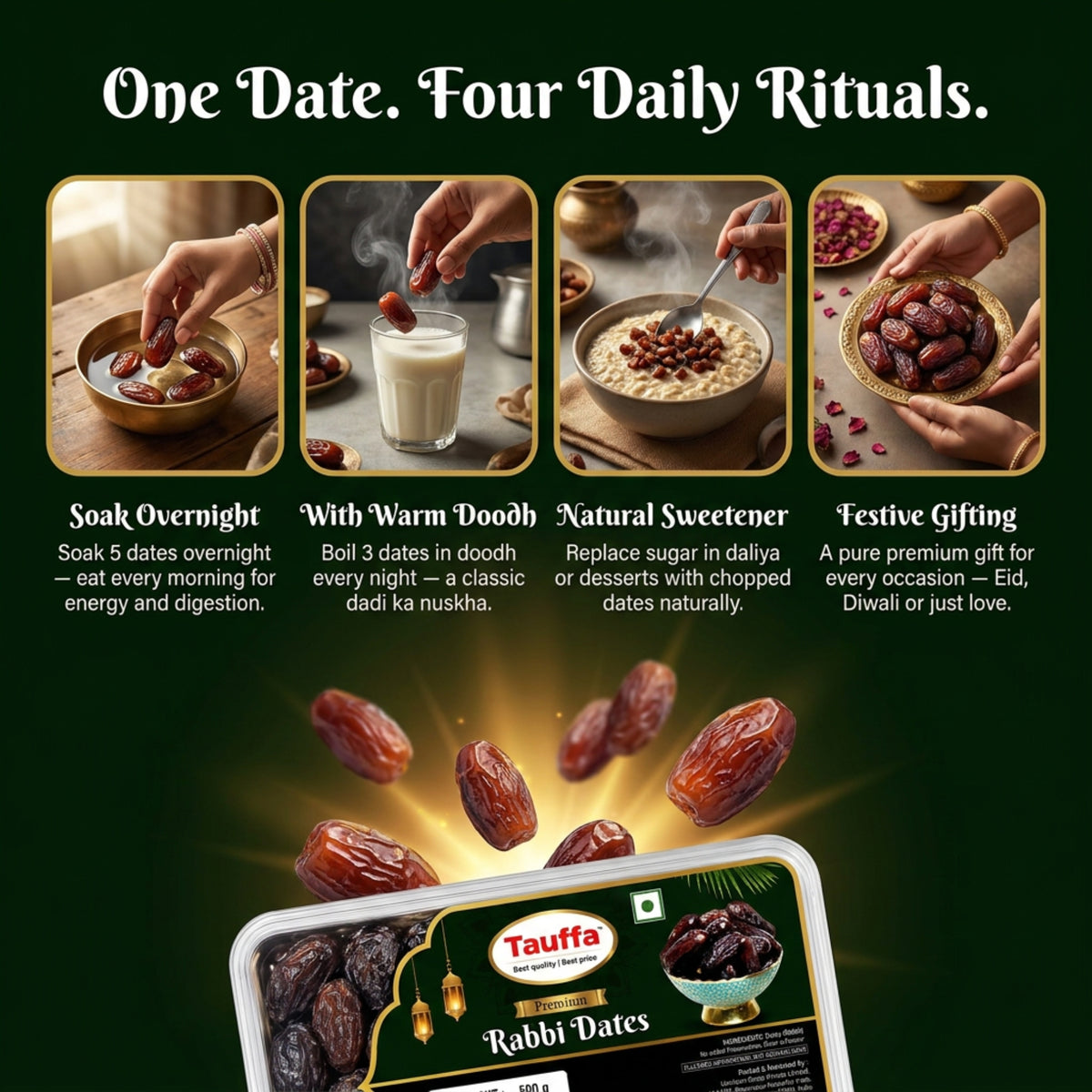 Premium Rabbi Dates 500g | Soft & Caramel-Sweet Khajoor