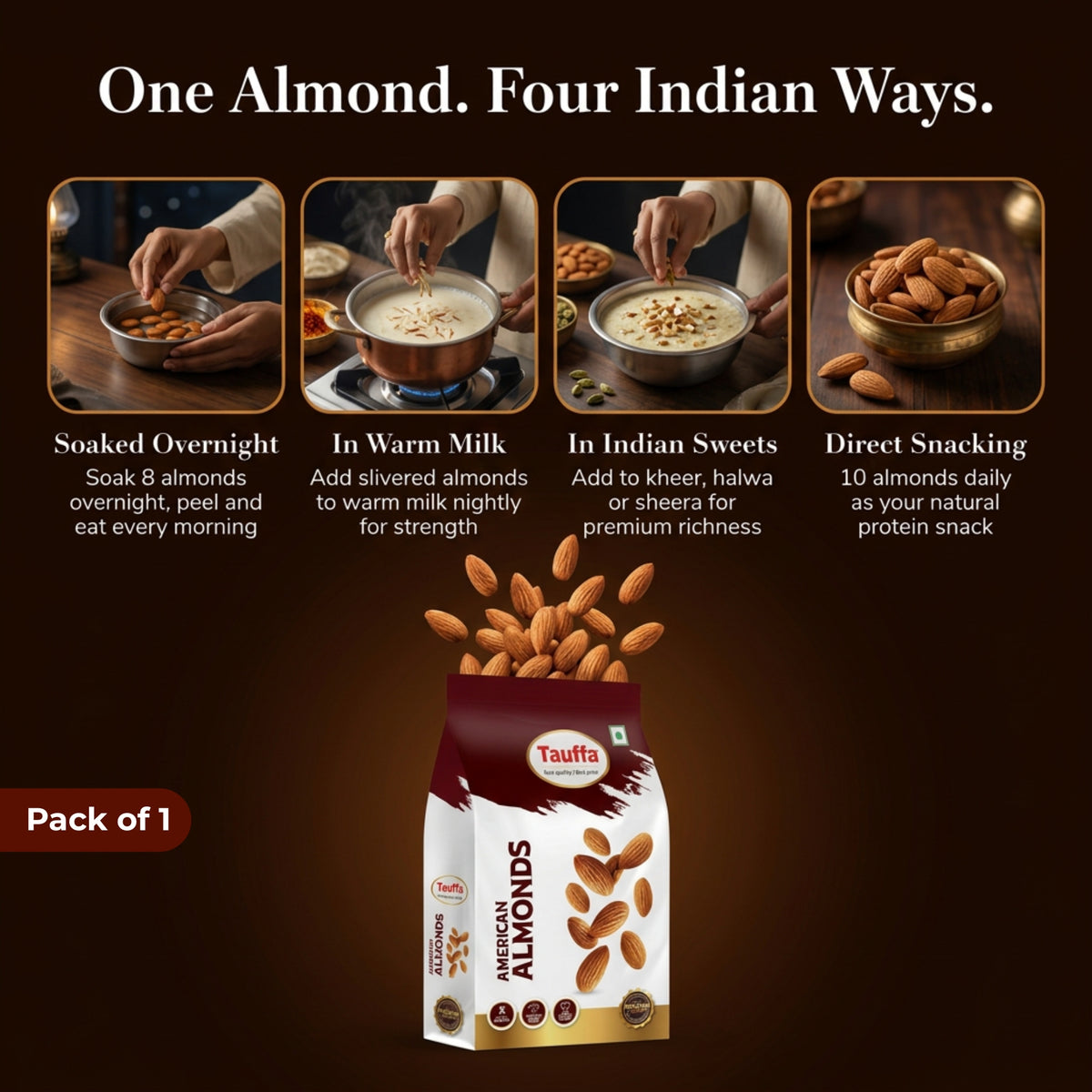 Premium American Almonds 250g | Whole & Crunchy California Badam