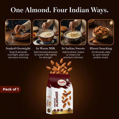 Tauffa Premium American Almonds 250g | Whole & Crunchy California Badam | Natural Badam Giri | 100% Natural | Healthy Snack