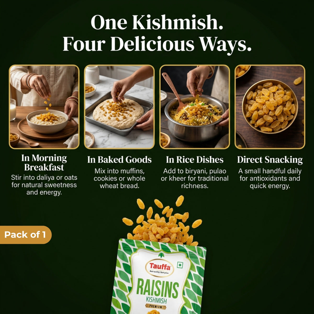 Premium Green Seedless Raisins 250g | Naturally Sweet & Juicy Kishmish