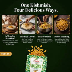 Tauffa Premium Green Seedless Raisins 250g | Naturally Sweet & Juicy Kishmish | High in Iron | No Added Sugar | Healthy Kismis Snack