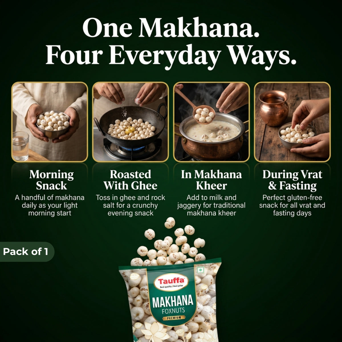 Premium Mithila Makhana 250g | Plain Raw Phool Makhana