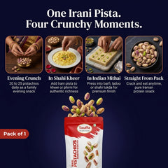 Tauffa Irani Pistachios Roasted & Salted 250g | Crunchy, Rich in Protein and Fiber, Perfect Snack for Energy Boost | Heart-healthy, High in Antioxidants, Ideal for Snacking