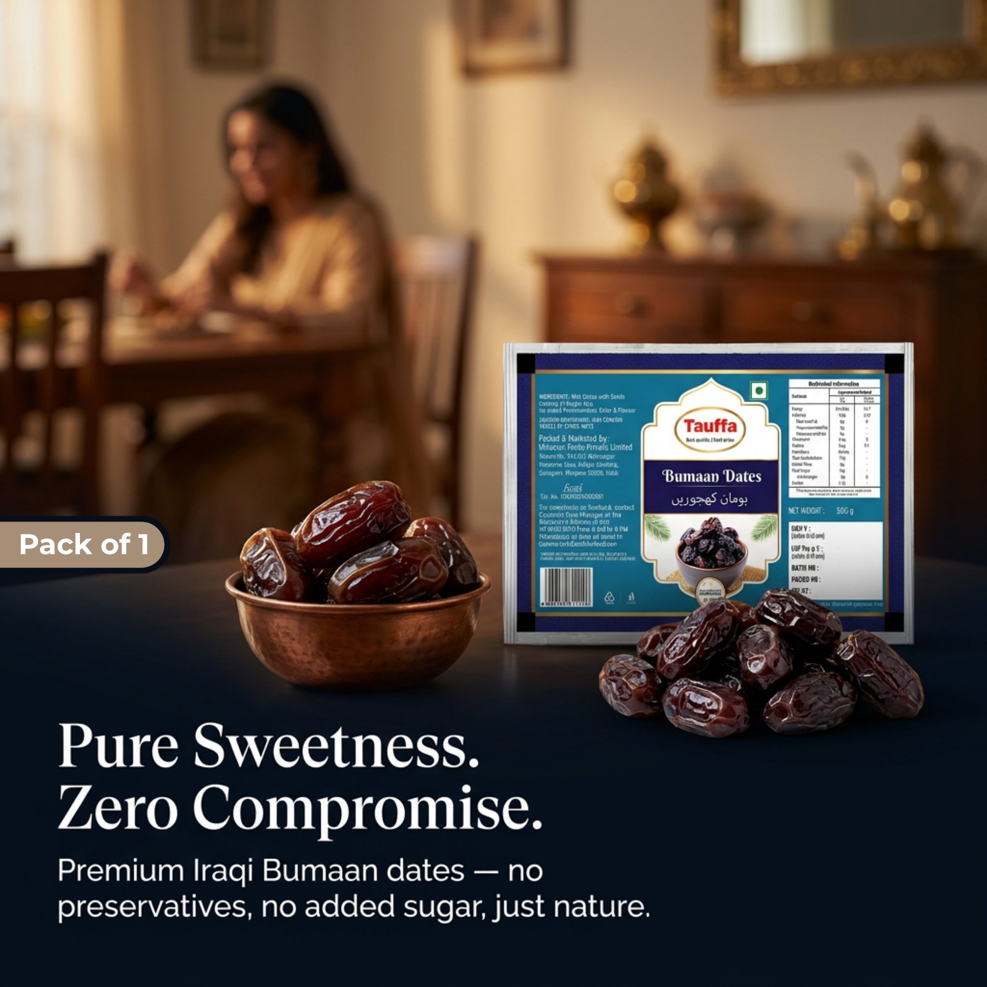 Bumaan Dates 500g | Premium Iraqi Black Khajoor with Seeds