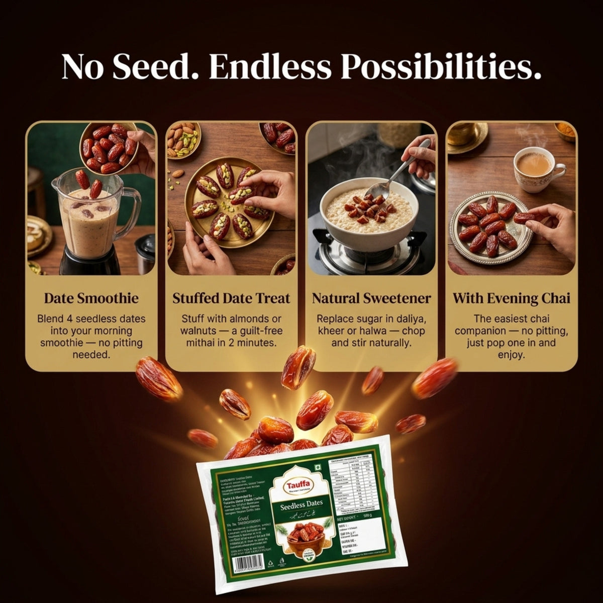 Seedless Dates 500g | Soft & Chewy Pitted Khajoor