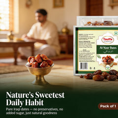 Tauffa Al-Noor Dates 500g | Premium Iraqi Khajoor with Seeds | No Added Sugar | Natural Iron & Fibre Rich Dry Fruit