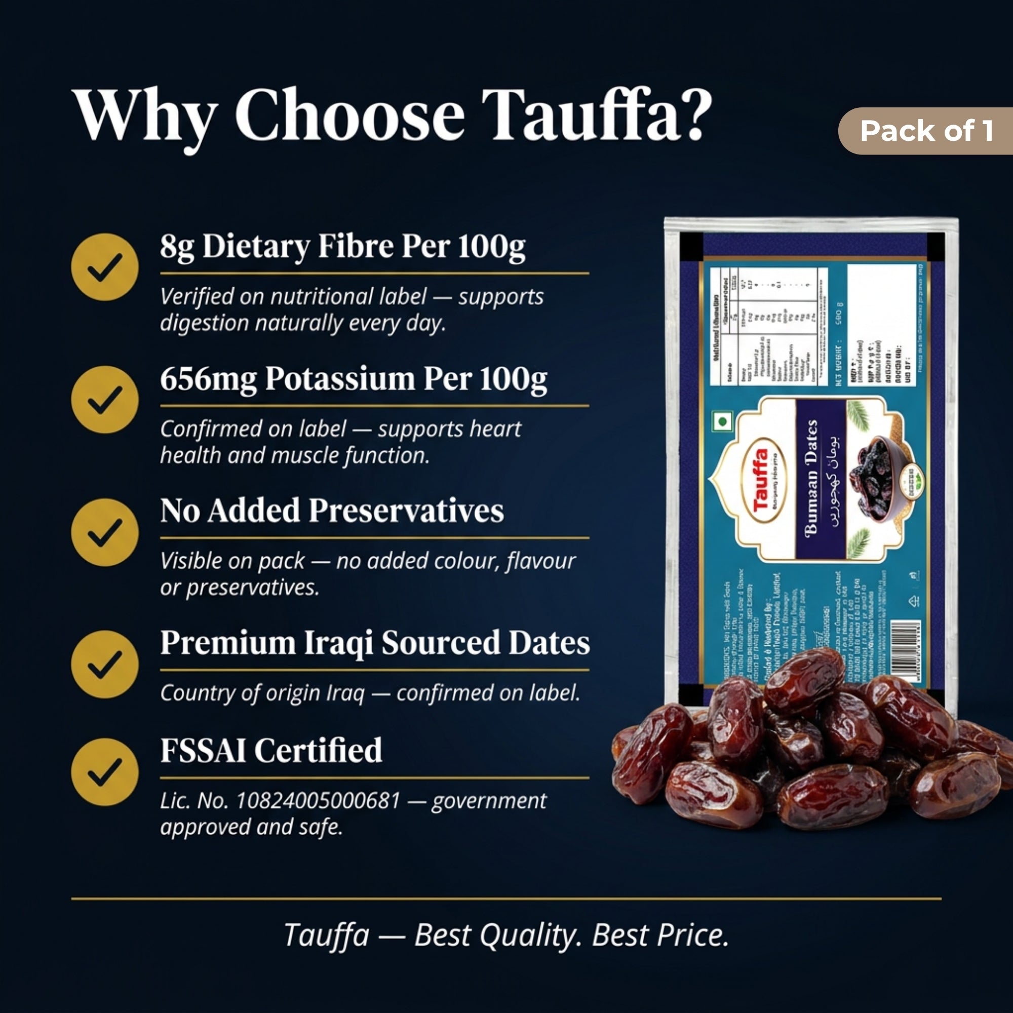 Bumaan Dates 500g | Premium Iraqi Black Khajoor with Seeds