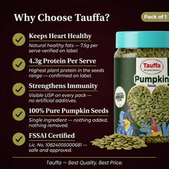 Tauffa Premium Raw Pumpkin Seeds 250g | AAA Grade Kaddu Beej | Handpicked Unroasted Seeds for Eating | High in Protein & Fibre | Healthy Snack