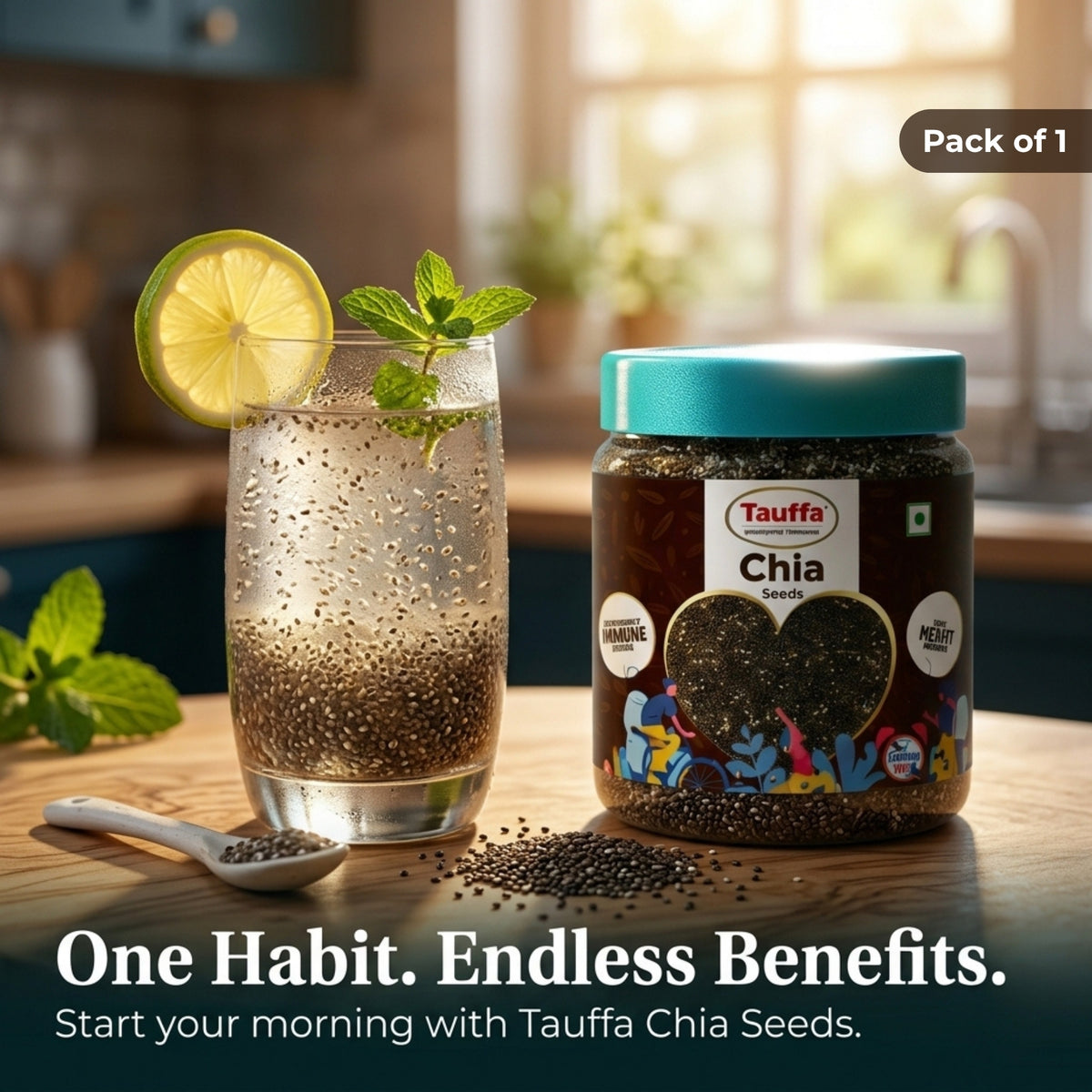 Tauffa Chia Seeds 250g | Natural Superfood Seeds | Rich in Fiber, Protein & Omega-3