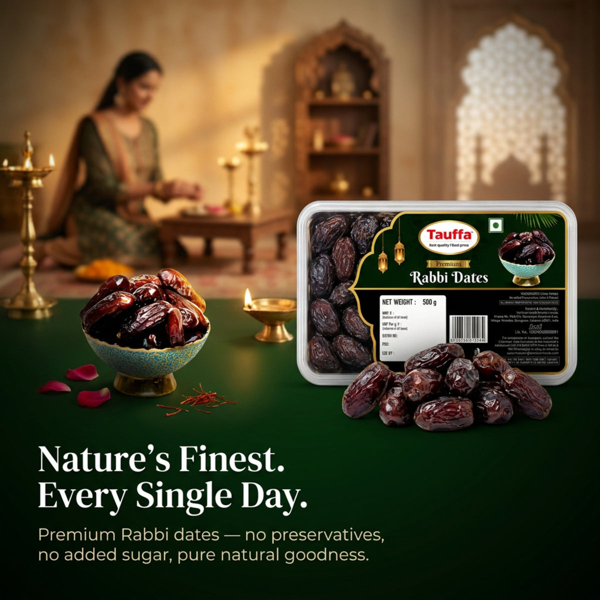 Premium Rabbi Dates 500g | Soft & Caramel-Sweet Khajoor