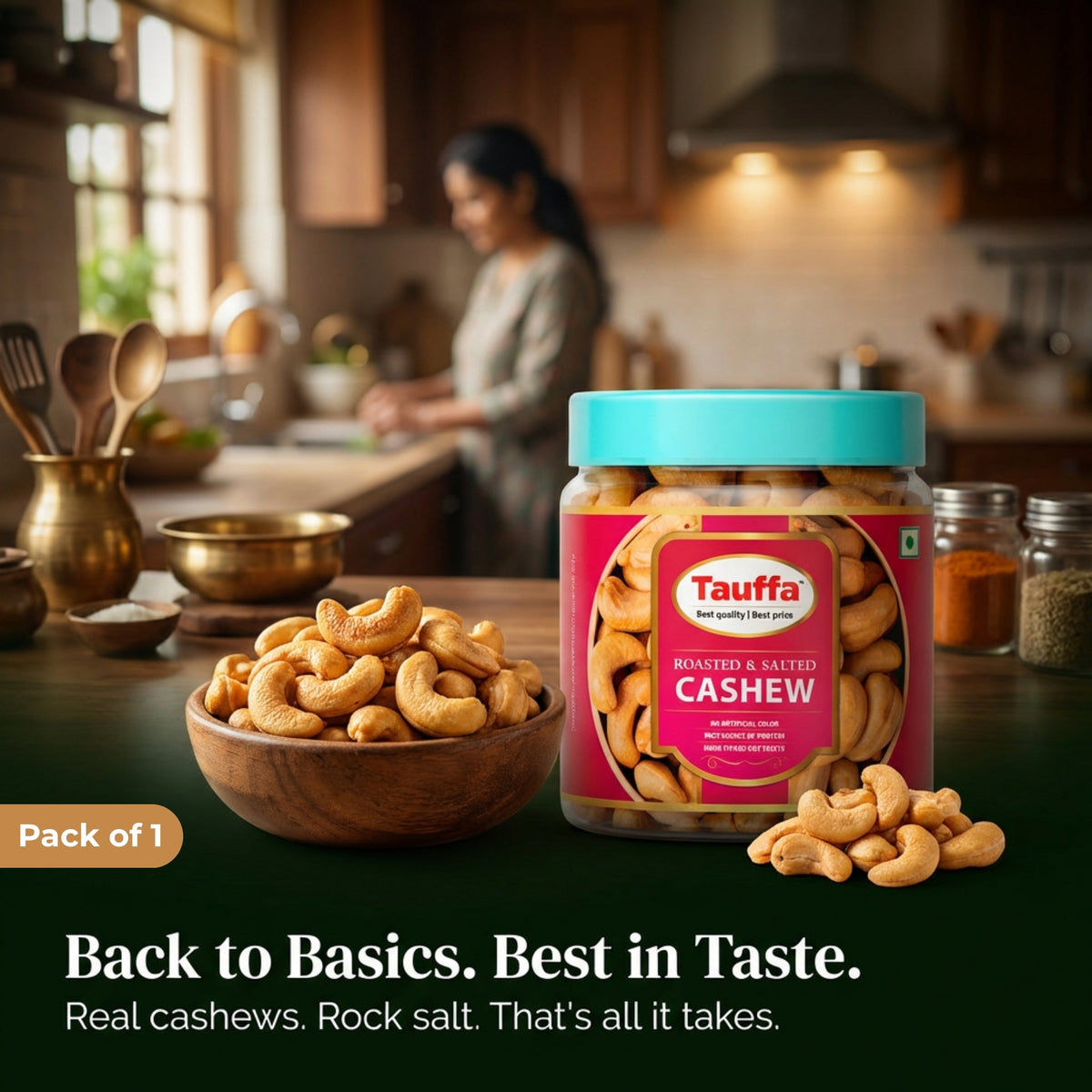Premium Roasted & Salted Cashews 250g | Crunchy Whole Kaju with Rock Salt