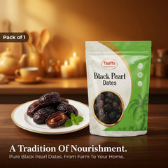 Tauffa Premium Black Pearl Dates | Naturally Sweet, No Added Sugar, Rich in Fiber & Antioxidants, Seedless, Healthy Energy Boost, Perfect Snack for Digestion & Immunity, Khajoor Dates