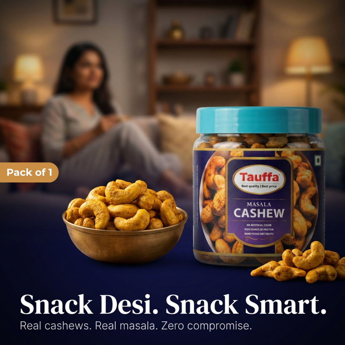 Masala Cashews 250g | Roasted Whole Kaju with Desi Masala
