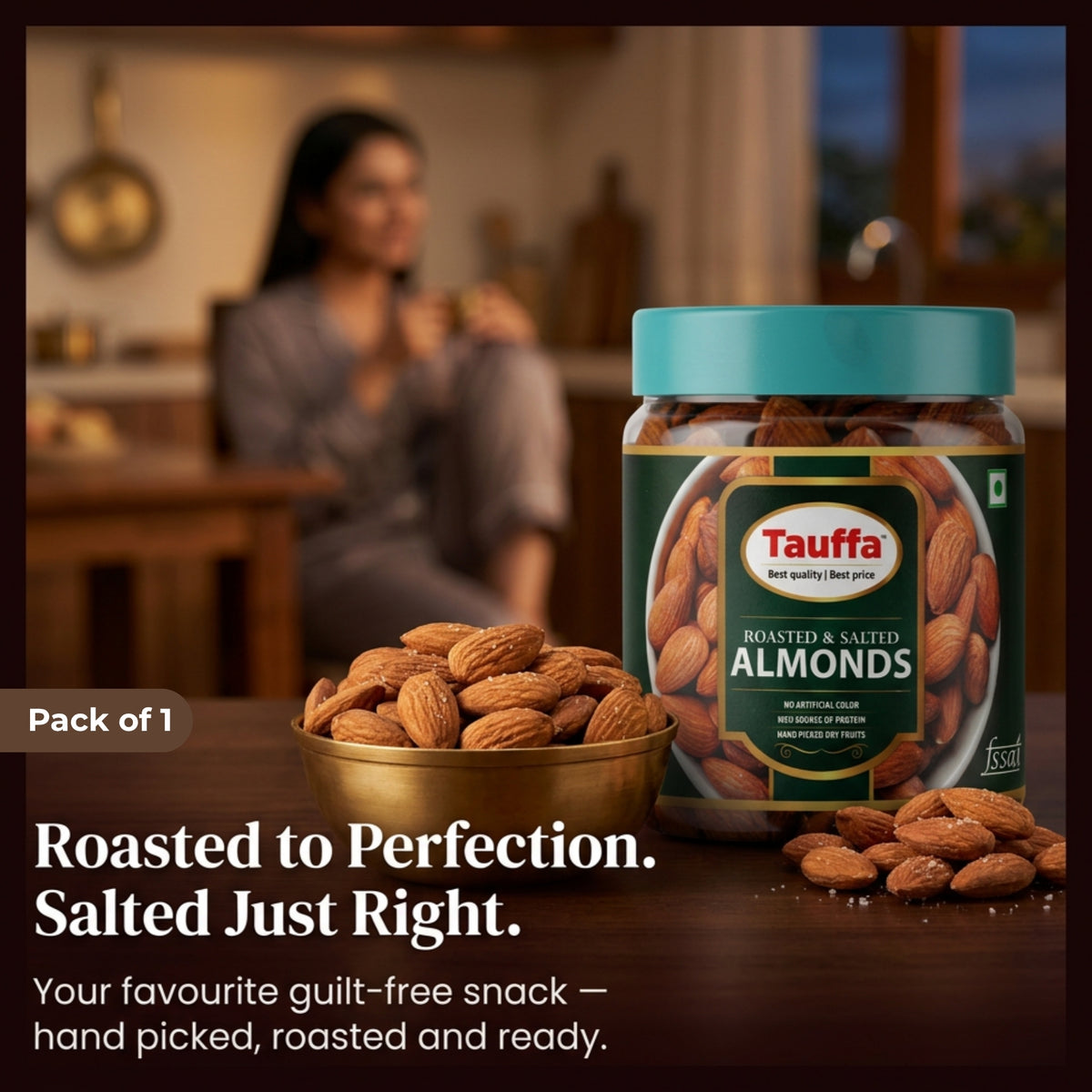 Premium Roasted & Salted Almonds 250g | Crunchy Whole California Badam