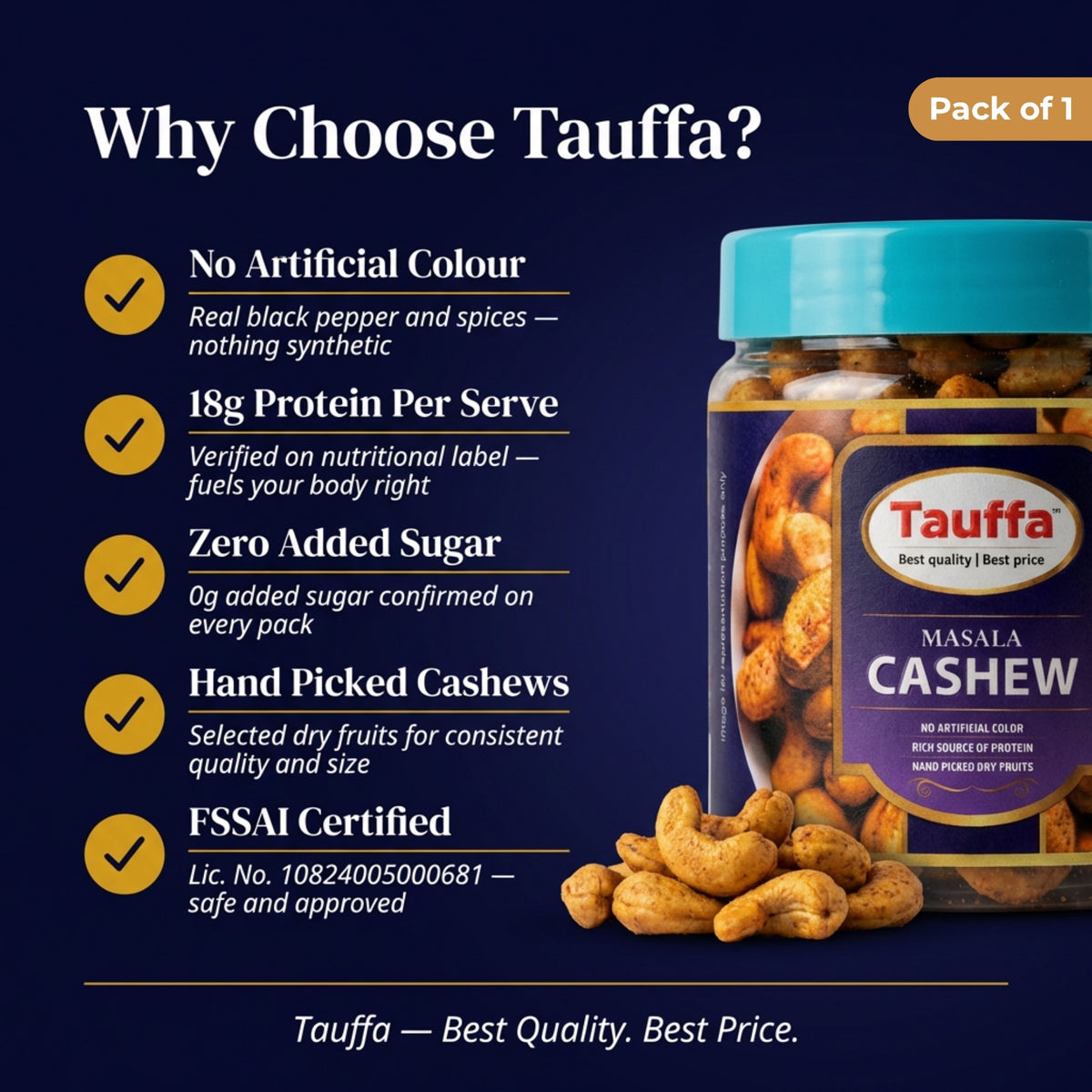 Masala Cashews 250g | Roasted Whole Kaju with Desi Masala