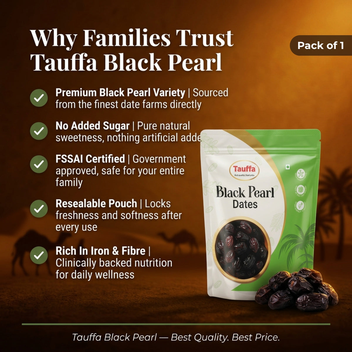 Premium Black Pearl Dates 500G | Naturally Sweet, No Added Sugar