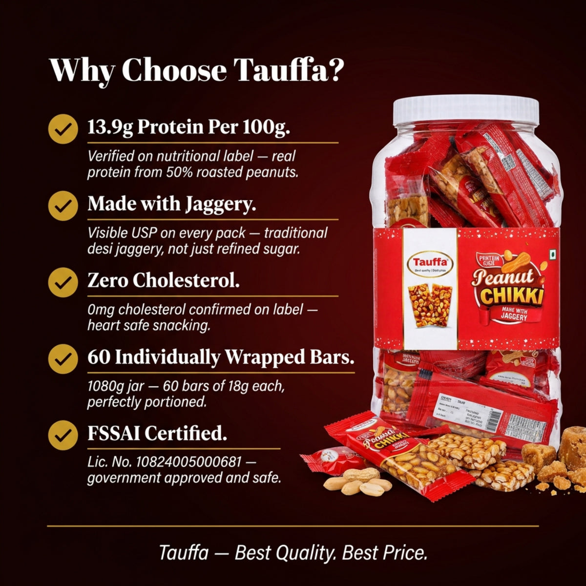 Peanut Chikki Jar 60 Pieces