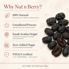 Nut n Berry Ajwa Dates 500g | Authentic Saudi Arabia Khajoor | Naturally Sweet Khajur, No Added Sugar