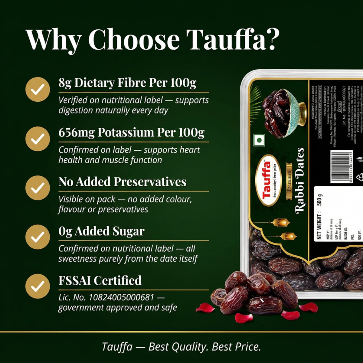 Premium Rabbi Dates 500g | Soft & Caramel-Sweet Khajoor