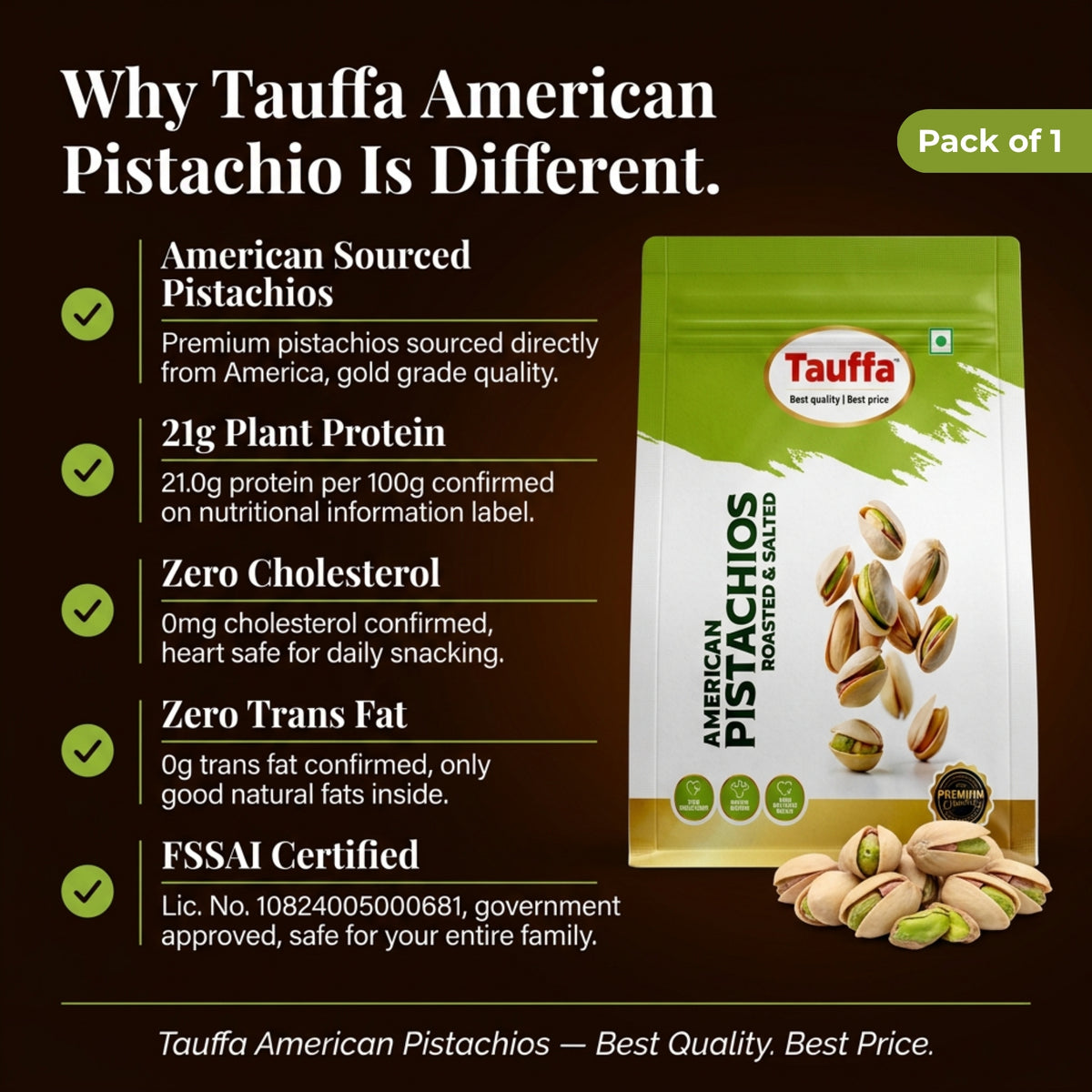 American Pistachios Roasted & Salted - 250g Pack