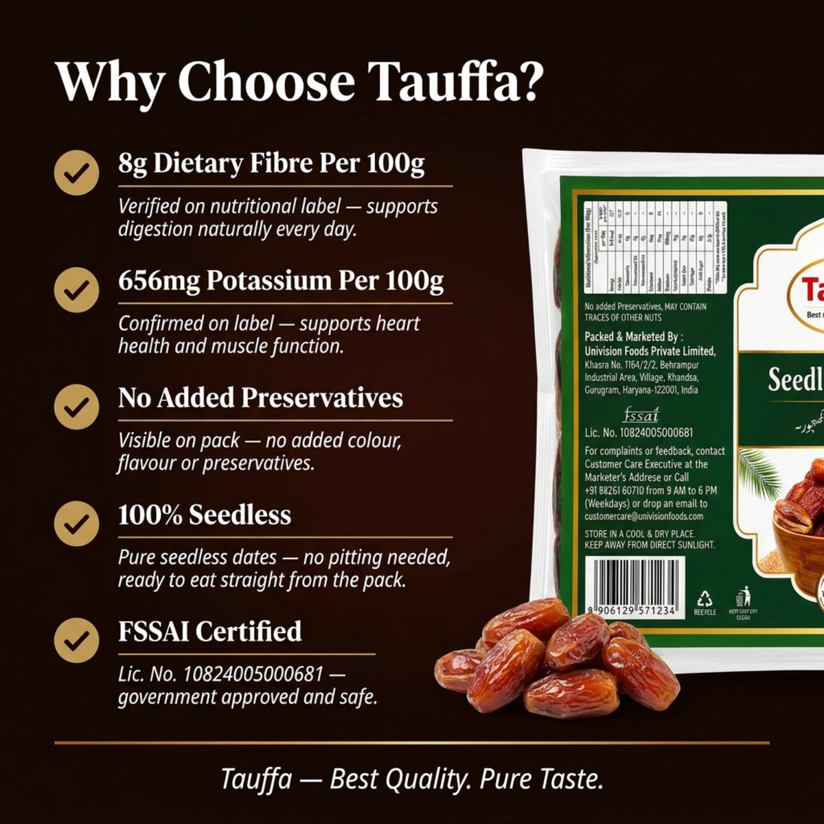 Seedless Dates 500g | Soft & Chewy Pitted Khajoor