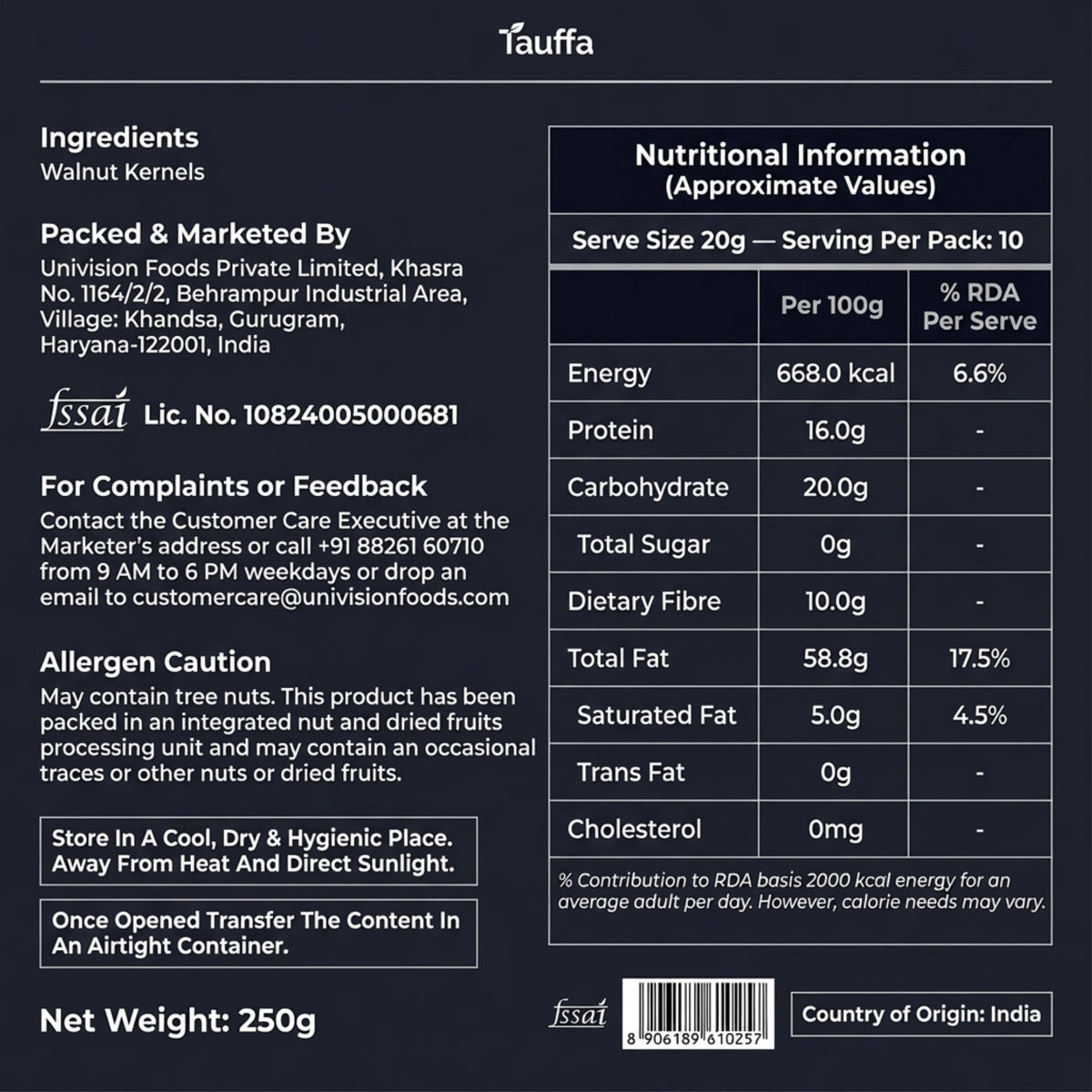 Silver Class Walnut Kernels 250g | Premium Walnuts Without Shell